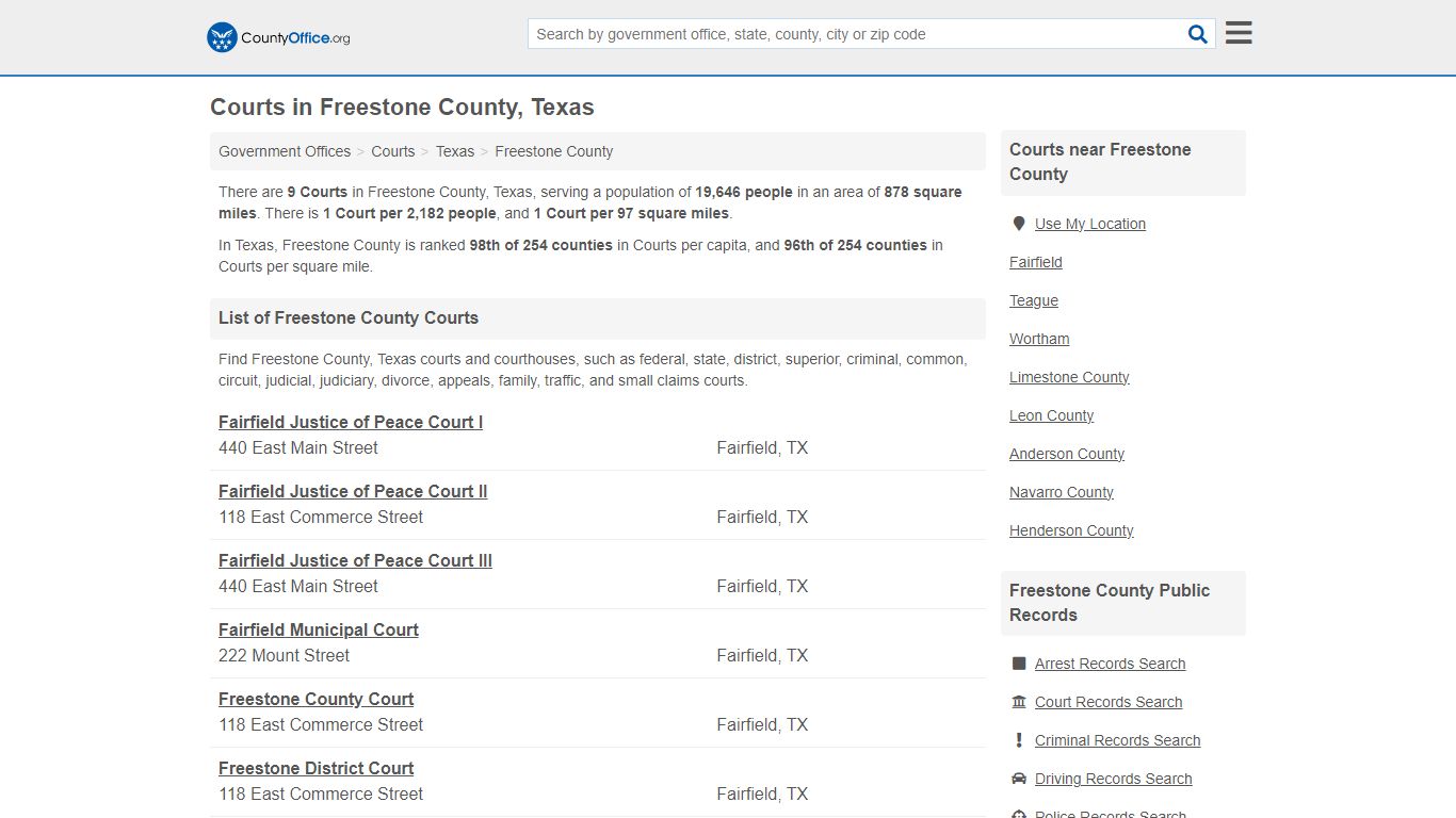 Courts - Freestone County, TX (Court Records & Calendars)